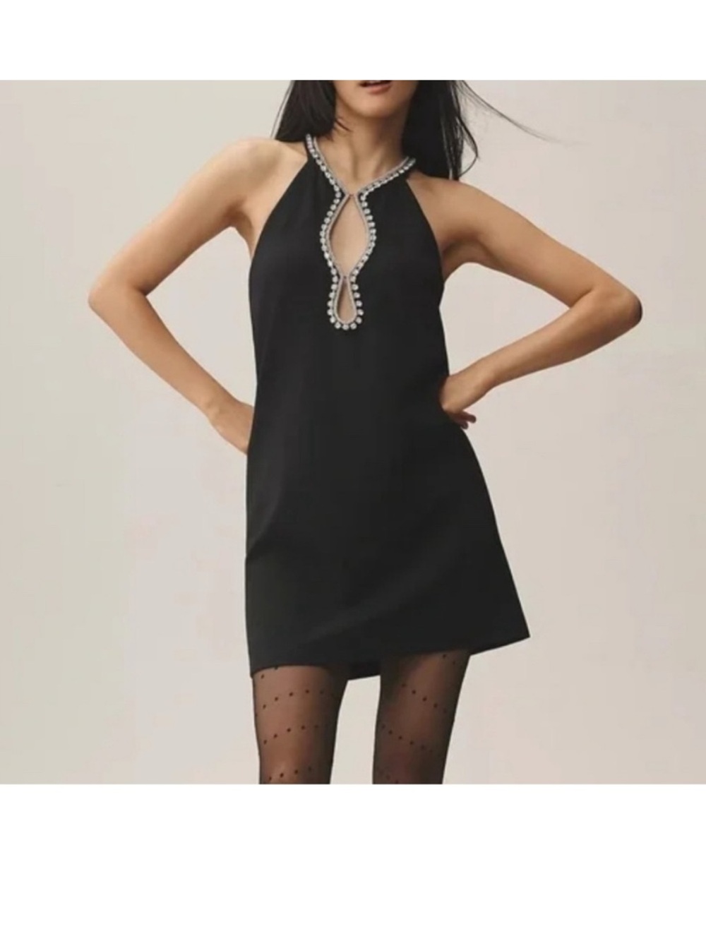 Maeve Sleeveless Rhinestone Cutout Mini Dress